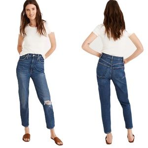 MADEWELL The Mom Jean distressed knee plus size denim jeans size 33/16